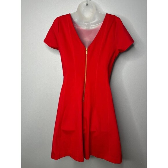 Banana Republic Knit Ponte Fit & Flare Short Sleeve Dress Low Back SZ 8 Party - Picture 2 of 9